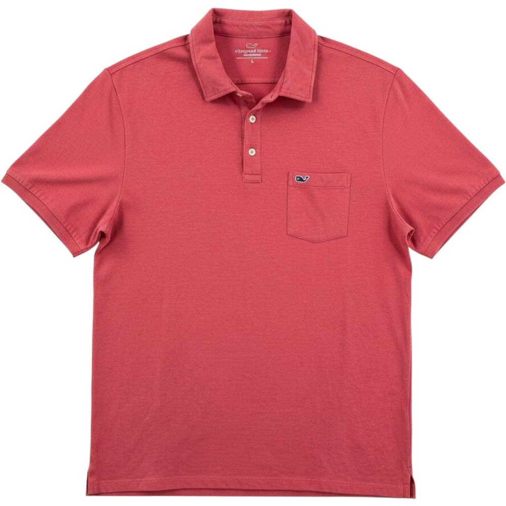 Vineyard Vines Mens Edgartown Polo Shirt Pink Pocket Casual Large